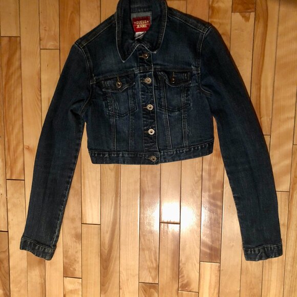 Vintage Y2K GUESS Jeans Cropped Denim Jacket Women’s Size M – Stretch Blue Jean - Picture 3 of 6